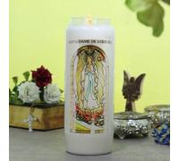 Novena of Our Lady of Lourdes with prayers on the back - Novena Candle - Christian Cult in Vegetable Wax