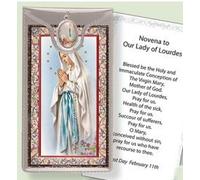 Novena Prayer Card to Our Lady with Medal - Silver Foil Stamping & Lourdes Prayer Card