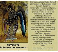 Novena to St. Raphael the Archangel LAMINATED Holy Card (5-pack) with Two Free Prayer Cards Included