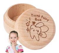 Novent Baby Tooth Box | Wooden Dropped Tooth Keepsake Storage Box - Storage Box for Birthday Baby Shower, Fairy for Boy or Girl, Keepsake