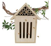 Novent Bee Houses for the Garden, Mason Bee House, Empty, Natural Wood Mason Bee Box and Butterfly Hotel, Robust and , Stylish Garden Decoration, Attracts Peaceful