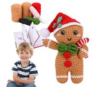 Novent Gingerbread Knitting, Gingerbread Man Crochet Set with Cotton Wool, Christmas Decorations for Bedroom, Study, Balcony, Dorm, Living Room