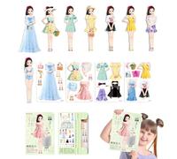 Novent Paper Dress Up Dolls - Costume Dress Pretend Play Paper Dolls Cutouts - Magnet Clothing Puzzle Creative Fashion Dress Up for Birthday Children's Day