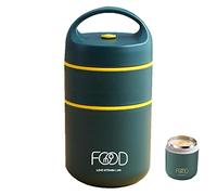 Novent Stackable Lunch Flask, 2-Tier Vacuum Insulated Stackable Thermal Lunch Snack Box Stainless Steel Food Container Smart Diet Weight Control for Picnic on School Travel