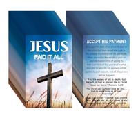 Noveread 200 Pcs Gospel Tract Card Salvation Cards Pocket Holy Postcard Prayer Postcards Christian Inspirational Bible Verses Bookmark for Christian Gift(Cross, Jesus Paid It All)