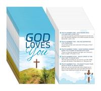 Noveread 200 Pcs Gospel Tract Card Salvation Cards Pocket Holy Postcard Prayer Postcards Christian Inspirational Bible Verses Bookmark for Christian Gift(God Loves You)