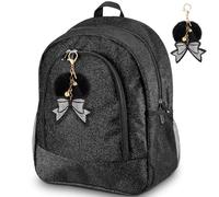 Noveread Cheer Backpack with Cheer Bow Keychain Cheerleading Glitter Backpack Cheerleaders Gift Cheer Bags for Sport(Black,Large)