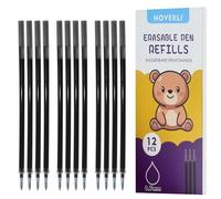 Noverli 12 x Erasable Refills, Blue, Compatible with Lagami, Easy to Erase, Pen Tip 0.7 mm, Height 13 cm, for Children and Students, Gel Pen Refill Cartridges for Legami (Black)