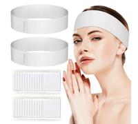Noverlife 50PCS Disposable Headbands for Facials, Elastic Spa Headband for Women Headband Wrap with Adjustable Magic Tape, Stretch Non-woven Skincare Hair Wrap, Face Wash Headwraps for Home Beauty Spa