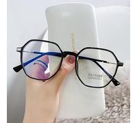 NOVESIXTDAT Oversized Reading Glasses Polygon Computer Readers Anti Blue Light Clear Vision Flat Light Mirror Eyeglasses (Color : Black, Size : +0.00)