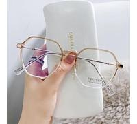 NOVESIXTDAT Oversized Reading Glasses Polygon Computer Readers Anti Blue Light Clear Vision Flat Light Mirror Eyeglasses (Color : Tea, Size : +150)