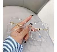 NOVESIXTDAT Oversized Reading Glasses Women, Extra Large Flat Light Mirror, Square Blue Light Blocking Reader, Anti Glare Eyewear (Color : Clear, Size : +0.00)