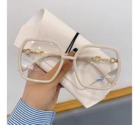 NOVESIXTDAT Oversized Reading Glasses Women, Extra Large Flat Light Mirror, Square Blue Light Blocking Reader, Anti Glare Eyewear (Color : White, Size : +3.50)