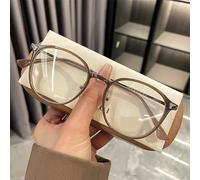 NOVESIXTDAT Retro Oval Blue Light Blocking Large Eyewear Computer Readers Vintage Reading Glasses Anti Glare Flat Light Mirror (Color : Tea, Size : +100)
