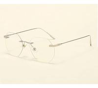 NOVESIXTDAT Rimless Reading Glasses Women Men, HD Blue Light Blocking Reader, Anti Glare Frameless Computer Flat Light Mirror (Color : Silver, Size : +2.00)