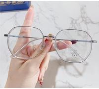 NOVESIXTDAT Stylish Oversized Reading Glasses, Stylish Metal Anti Blue Light Readers Comfort Spring Hinges Anti Glare Eyeglasses (Color : Clear-silver, Size : +1.00)