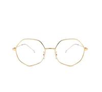 NOVESIXTDAT Stylish Wire Frame Polygon Reading Glasses Women, Irregular Metal Blue Light Blocking Readers, Unbreakable Eyewear (Color : Golden, Size : +3.00)