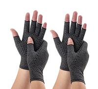 Novetec Arthritis Gloves 2 Pair Fingerless Compression Glove for Women Men Glue-Dotted Hand Support Rheumatoid Osteoarthritis Raynauds Disease Relief Breathable for Typing Driving Work Daily