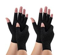 Novetec Arthritis Gloves 2 Pair Fingerless Compression Glove for Women Men Glue-Dotted Hand Support Rheumatoid Osteoarthritis Raynauds Disease Relief Breathable for Typing Driving Work Daily
