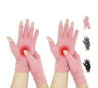 Novetec Arthritis Gloves 2 Pair Fingerless Compression Gloves for Women Men Hand Support for Rheumatoid Osteoarthritis Raynauds Disease Relief Breathable for Typing Driving Kitchen Work Daily