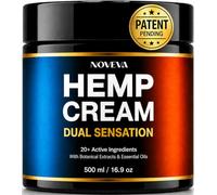 Noveva Hemp Cream Dual Sensation 500ml - Patent Pending - High Strength Cream for Massaging Muscles & Joints, Lower Back, Knees, Neck, Shoulders - Cooling & Warming Effect - 20 Active Ingredients