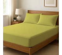 Novexa 100% Egyptian Cotton Double Fitted Sheets 400 Thread Count 35cm Deep Cooling Hotel Quality Bed Sheet Luxury Ultra Soft Bottom Yellow Fitted Bedsheets