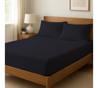 Novexa 100% Egyptian Cotton Single Fitted Sheets 400 Thread Count 35cm Deep Cooling Hotel Quality Bed Sheet Luxury Ultra Soft Bottom Black Fitted Bedsheets