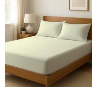 Novexa 100% Egyptian Cotton Single Fitted Sheets 400 Thread Count 35cm Deep Cooling Hotel Quality Bed Sheet Luxury Ultra Soft Bottom Cream Fitted Bedsheets