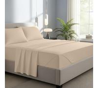 Novexa 100% Egyptian Cotton Single Fitted Sheets 400 Thread Count 40cm Deep Bed Sheet Luxury Ultra Soft Bottom Beige Fitted Bedsheets
