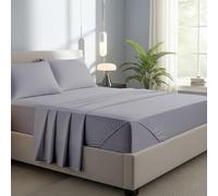 Novexa 100% Egyptian Cotton Single Fitted Sheets 400 Thread Count 40cm Deep Bed Sheet Luxury Ultra Soft Bottom Grey Fitted Bedsheets (Silver, Small Double)