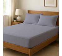 Novexa 100% Egyptian Cotton Single Size Fitted Sheets 400 Thread Count 35cm Deep Cooling Hotel Quality Bed Sheet Luxury Ultra Soft Bottom Silver Fitted Bedsheets