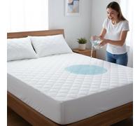 Novexa 100% Waterproof Quilted Mattress Protector Double Size 30cm Deep Fitted Bed Cover Microfibre Anti-Dust Mite Non-Allergenic, 4-Layer Protection White Mattress Pad