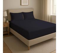 Novexa 3 Piece 100% Egyptian Cotton Single Fitted Sheets & 2 Pillowcase 400 Thread Count 40cm Deep Bed Sheet Wrinkle Resistant Hotel Quality Black Fitted Bedsheets