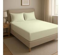 Novexa 3 Piece 100% Egyptian Cotton Single Fitted Sheets & 2 Pillowcase 400 Thread Count 40cm Deep Bed Sheet Wrinkle Resistant Hotel Quality Cream Fitted Bedsheets