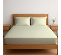 Novexa 3 Piece Egyptian Cotton Single Fitted Sheets 400 Thread Count 3PCS Deep Fitted Sheet Set with 2 Pillowcase Hotel Quality Bed Sheet Luxury Ultra Soft Bottom Cream Fitted Bedsheets