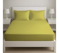 Novexa 3PCS Bedsheet 100% Egyptian Cotton King Fitted Sheets 400 Thread Count 25cm Fitted Sheet SET with 2 PIllowcase Pair Deep Bed Sheet Luxury Ultra Soft Yellow Fitted Cover