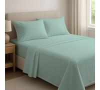 Novexa 4Pcs 100% Egyptian Cotton Double Bed Sheet Set - 1 Fitted Sheet, 1 Flat Sheet & 2 Pillowcases - 400 Thread Count, 40cm Deep, Wrinkle Resistant, Hotel Quality Duck Egg Bedsheets