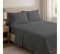 Novexa 4Pcs 100% Egyptian Cotton Double Bed Sheet Set - 1 Fitted Sheet, 1 Flat Sheet & 2 Pillowcases - 400 Thread Count, 40cm Deep, Wrinkle Resistant, Hotel Quality Grey Bedsheets