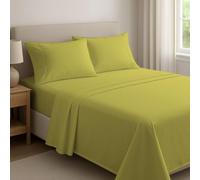 Novexa 4Pcs 100% Egyptian Cotton Double Size Bed Sheet Set - 1 Fitted Sheet, 1 Flat Sheet & 2 Pillowcases - 400 Thread Count, 40cm Deep, Wrinkle Resistant, Hotel Quality Yellow Bedsheets