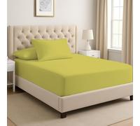 Novexa Double Fitted Sheet - 400 Thread Count 100% Egyptian Cotton, 25cm Deep Pocket - Soft, Breathable & Hotel Quality (Double Yellow)