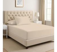 Novexa Small Double Fitted Sheet - 400 Thread Count 100% Egyptian Cotton, 25cm Deep Pocket Bed Sheets - Soft, Breathable & Hotel Quality (Small Double Beige)
