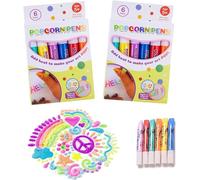 Novgorod Bubble Pop-corn Drawing Pens - 12 Puffys Bubble | Magic Pop-corn | Magic Colour Bubble Pop-corn Drawing Pens | Puffys Embellish Decorate Graffiti Stationery