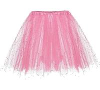 Novgorod Women's Tulle Skirt Tutu - 50s Rockabilly Skirt | Sequin Tutu Skirt | Ballet Dance Underskirt Stretchy Ballet Skirt Vintage Adult Tutu for Fancy Dress Festive Carnival Costume Pink