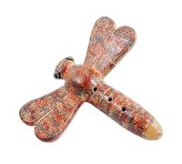 NOVICA Artisan Handcrafted Ceramic Ocarina Flute Dragonfly from Nicaragua Red Brown Musical Instruments Wind Animal Themed Cultural [2in H x 6.75in W x 6.25in D] ' Melodic Dragonfly'