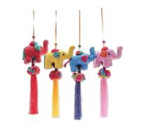 NOVICA Artisan Handcrafted Cotton Blend Ornaments Elephant Set of 4 Multicolor Thailand Holiday Decor Christmas [ 9in H x 3.5in W x 1.4in D Ribbon 3.9in L x 0.2in W] ' Thai Parade' Set of 4
