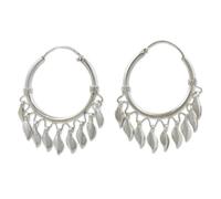 NOVICA Artisan Handcrafted Sterling Silver Hoop Earrings Thailand [1.6 in L x 1 in W] ' Leaves in The Wind'