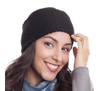 NOVICA Artisan Handmade 100% Baby Alpaca Ear Warmer Wave Pattern Headband in Black from Peru Wool Accessories Warmers Patterned ' Passionate Waves in Black'