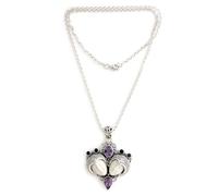 NOVICA Artisan Handmade Amethyst Pendant Necklace Sterling Silver Bone Purple Indonesia Birthstone Balinese Traditional [19.75 in L 2 mm W Pendant(s) 1.8 in L x 1.4 in W x 0.3 in D] ' Royal Romance'