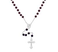 NOVICA Artisan Handmade Amethyst Rosary Sterling Silver Ynecklace Purple Indonesia Spiritual [31.5 in L 6 mm W Pendant(s) 6 in L x 0.9 in W x 0.2 in D] ' Blessed Mary'