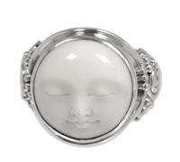 NOVICA Artisan Handmade Bone Ring Crafted .925 Sterling Silver Cocktail Indonesia 'Face of The Moon'